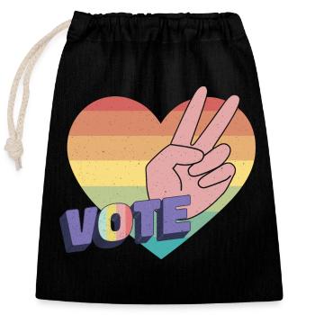 Vote for Pride & Peace - Verschließbarer Geschenkbeutel aus Baumwolle (25x30cm) - Schwarz - Vorne