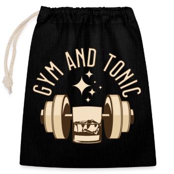 Funny Gym Citation Gym et Tonique - Sac cadeau en coton avec cordon (25 x 30 cm) - noir - Devant