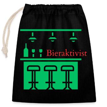 Bieraktivist! Party, Mallorca, Karneval, JGA! - Verschließbarer Geschenkbeutel aus Baumwolle (25x30cm) - Schwarz - Vorne