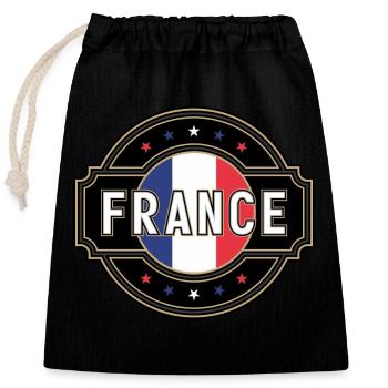 France - Sac cadeau en coton avec cordon (25 x 30 cm) - noir - Devant
