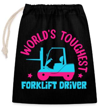 Le conducteur de chariot élévateur le plus résistant au monde Forklifter Operat - Sac cadeau en coton avec cordon (25 x 30 cm) - noir - Devant