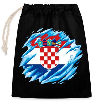 Kroatien Flagge Adria Zagreb Kroatische Fahne - Verschließbarer Geschenkbeutel aus Baumwolle (25x30cm) - Schwarz - Vorne