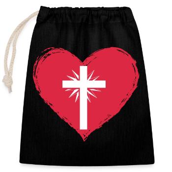 heart cross - Verschließbarer Geschenkbeutel aus Baumwolle (25x30cm) - Schwarz - Vorne