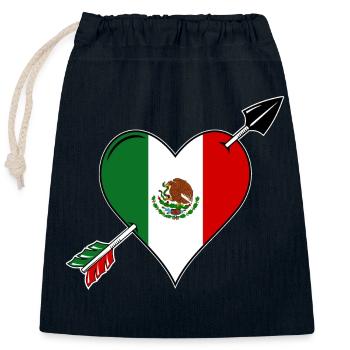 Mexique Flag Heart Love - Sac cadeau en coton avec cordon (25 x 30 cm) - bleu marine - Devant