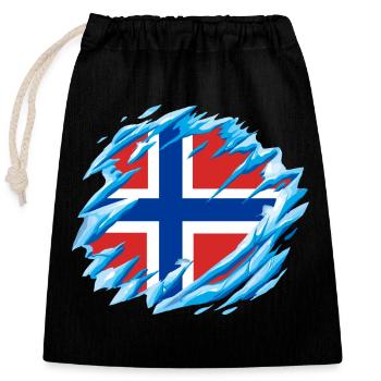 Norwegen Flagge Skandinavien Norwegische Fahne - Verschließbarer Geschenkbeutel aus Baumwolle (25x30cm) - Schwarz - Vorne