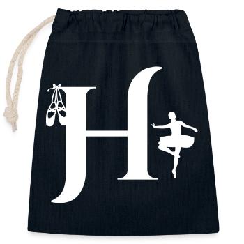 Buchstabe h Ballerina - Verschließbarer Geschenkbeutel aus Baumwolle (25x30cm) - Navy - Vorne