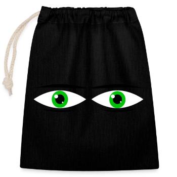 Green Pair of Eyes - Closable cotton gift bag (25x30cm) - black - Front