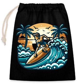 Surfers in action - Closable cotton gift bag (25x30cm) - black - Front