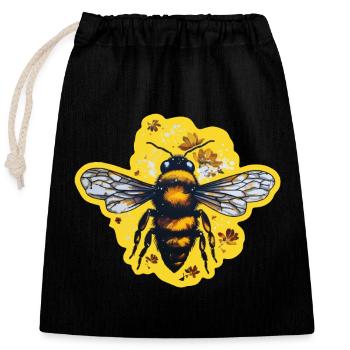Honey bee in summer - Closable cotton gift bag (25x30cm) - black - Front