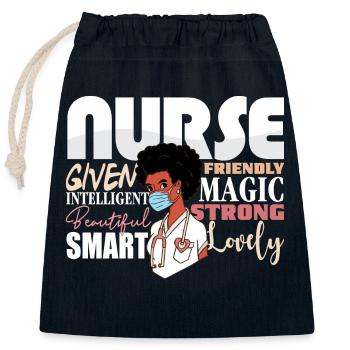 Black Nurse Pride African American Roots Afro - Verschließbarer Geschenkbeutel aus Baumwolle (25x30cm) - Navy - Vorne