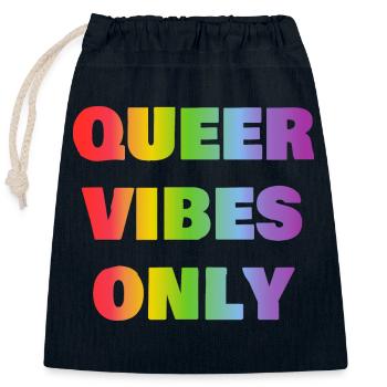 Queer Vibes Seulement arc-en-ciel LGBT Pride - Sac cadeau en coton avec cordon (25 x 30 cm) - bleu marine - Devant