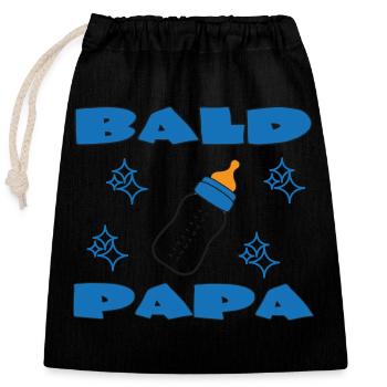BALD PAPA - Closable cotton gift bag (25x30cm) - black - Front