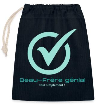 Beau frère génial - Sac cadeau en coton avec cordon (25 x 30 cm) - bleu marine - Devant