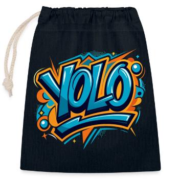 YOLO (You Only Live Once) - Closable cotton gift bag (25x30cm) - navy - Front