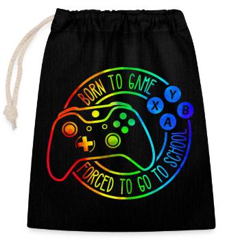 Gamer Game Play Online Computer Gaming Arcade Neon - Closable cotton gift bag (25x30cm) - black - Front