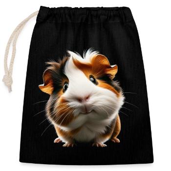 Adorable design de cochon d’Inde - Sac cadeau en coton avec cordon (25 x 30 cm) - noir - Devant