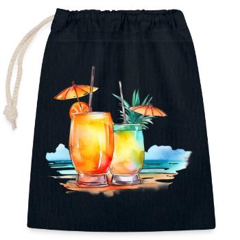 COCKTAIL SUR LA PLAGE - Sac cadeau en coton avec cordon (25 x 30 cm) - bleu marine - Devant