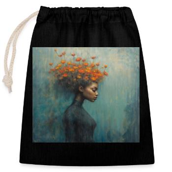 Mental Well - Being - Closable cotton gift bag (25x30cm) - black - Front