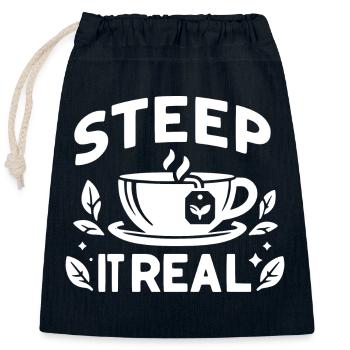 Steep It Real - Closable cotton gift bag (25x30cm) - navy - Front