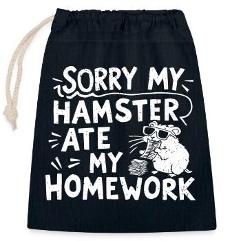 Drôle de dicton pour les fans de hamsters - Sac cadeau en coton avec cordon (25 x 30 cm) - bleu marine - Devant