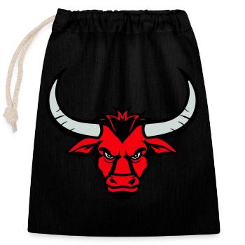 Bull Animal Head - Closable cotton gift bag (25x30cm) - black - Front