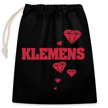 Name Klemens - Verschließbarer Geschenkbeutel aus Baumwolle (25x30cm) - Schwarz - Vorne
