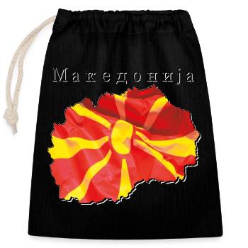 Mazedonien Flagge in der Mazedonien Landkarte MK - Verschließbarer Geschenkbeutel aus Baumwolle (25x30cm) - Schwarz - Vorne