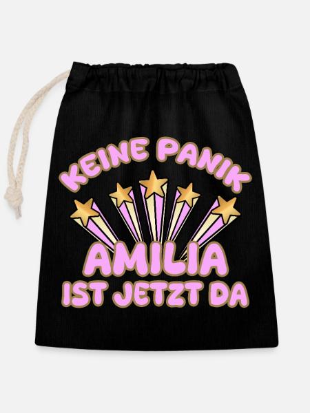 Frauenname Amilia - Verschließbarer Geschenkbeutel aus Baumwolle (25x30cm) - Schwarz