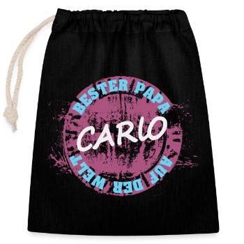 Father's Day Carlo - Closable cotton gift bag (25x30cm) - black - Front