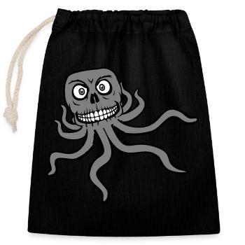 Oktopus Alien Monster Horror Außerirdischer Grinst - Verschließbarer Geschenkbeutel aus Baumwolle (25x30cm) - Schwarz - Vorne