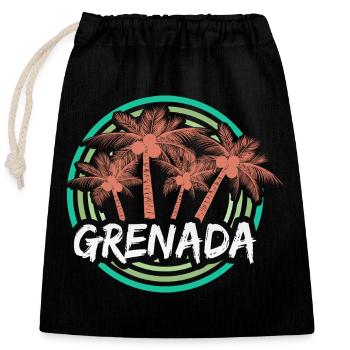 Gift for Grenada - Closable cotton gift bag (25x30cm) - black - Front