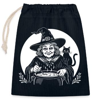 Sorcière Cuisson Cuisinier Soupe Cuissard Chat Noir - Sac cadeau en coton avec cordon (25 x 30 cm) - bleu marine - Devant