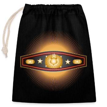 Strahlender Box-Gürtel – Champion Design - Verschließbarer Geschenkbeutel aus Baumwolle (25x30cm) - Schwarz - Vorne