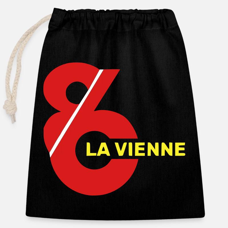 Logo la Vienne 86 - Sac cadeau en coton avec cordon (25 x 30 cm) - noir