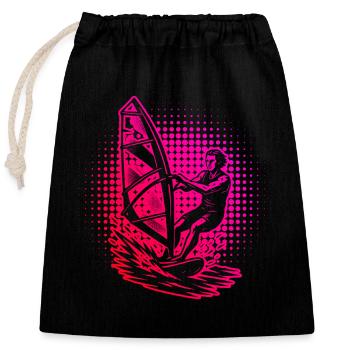 Direct Windsurfing Statement - Closable cotton gift bag (25x30cm) - black - Front