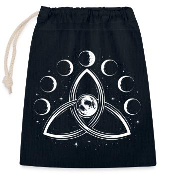 Triquetra & Mondphasen - Spirituelles Symbol - Verschließbarer Geschenkbeutel aus Baumwolle (25x30cm) - Navy - Vorne