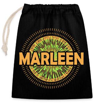 Name Marleen - Closable cotton gift bag (25x30cm) - black - Front