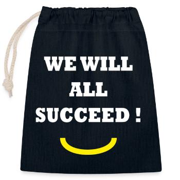 WE WILL ALL SUCCEED !  - Sac cadeau en coton avec cordon (25 x 30 cm) - bleu marine - Devant