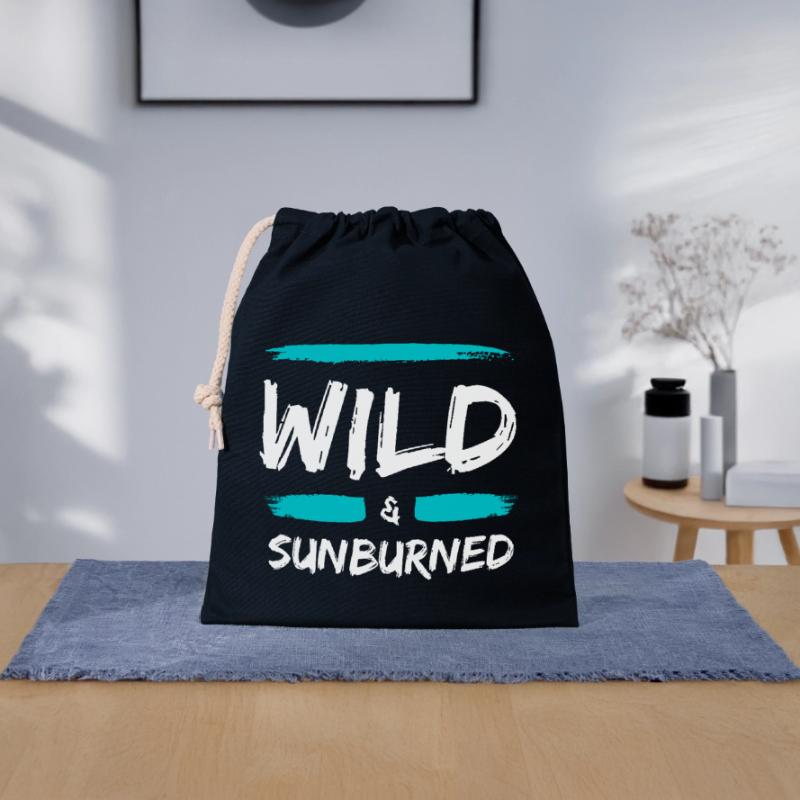 Wild & Sunburned Pinsel Text Verschließbarer Geschenkbeutel aus Baumwolle (25x30cm)