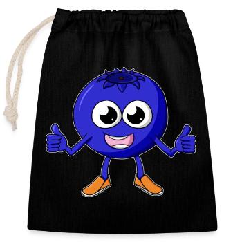 Blaubeere Cartoon - Verschließbarer Geschenkbeutel aus Baumwolle (25x30cm) - Schwarz - Vorne