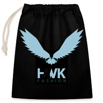 HAWK - Closable cotton gift bag (25x30cm) - black - Front