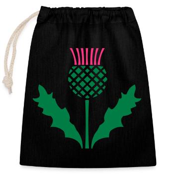 Scottish Thistle - Closable cotton gift bag (25x30cm) - black - Front