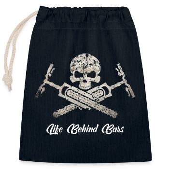 Mountainbiker Skull MTB - Verschließbarer Geschenkbeutel aus Baumwolle (25x30cm) - Navy - Vorne