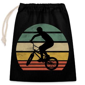 Bmx Fahrer Vintage Retro Hobby Sport Fahrrad Shirt - Verschließbarer Geschenkbeutel aus Baumwolle (25x30cm) - Schwarz - Vorne