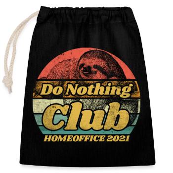Do nothing club wirbleibenzuhause - Verschließbarer Geschenkbeutel aus Baumwolle (25x30cm) - Schwarz - Vorne