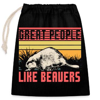 Idée cadeau Beaver Canada - Sac cadeau en coton avec cordon (25 x 30 cm) - noir - Devant