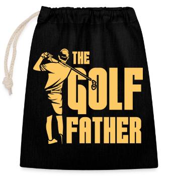 The Golf Father - Verschließbarer Geschenkbeutel aus Baumwolle (25x30cm) - Schwarz - Vorne