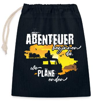 Abenteuer Camper Van Caravan Reisen Gitarre Spruch - Verschließbarer Geschenkbeutel aus Baumwolle (25x30cm) - Navy - Vorne