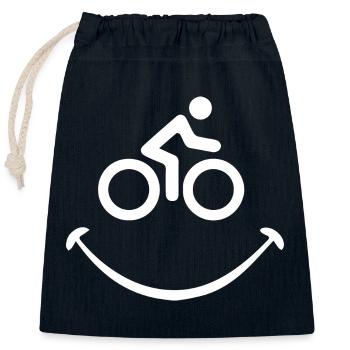 Radfahrer im Lächeln Minimal - Verschließbarer Geschenkbeutel aus Baumwolle (25x30cm) - Navy - Vorne