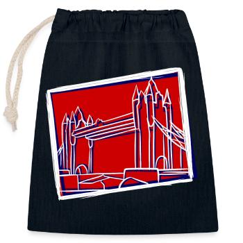 Tower Bridge Illustration - Verschließbarer Geschenkbeutel aus Baumwolle (25x30cm) - Navy - Vorne